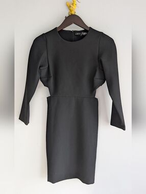 Zara | Black Long Sleeve Cut-out Back Mini Dress, Size XS